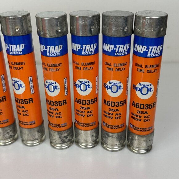 Amp-Trap 2000 Smart Spot A6D35R Dual Element Time Delay Fuse 35A 600V AC/DC BX10 - Picture 6 of 9